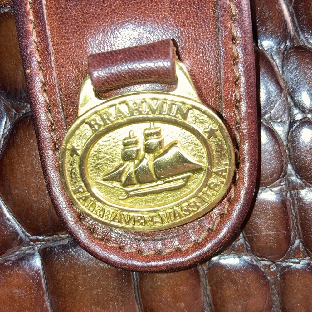 VTG BRAHMIN leather and croc handbag.  Two shades of brown, exc.cond. $280 - Picture 6 of 11